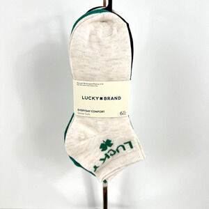 Lucky Brand Women’s Everyday Comfort Active Logo Socks 6 Pair Quarter Crew Green